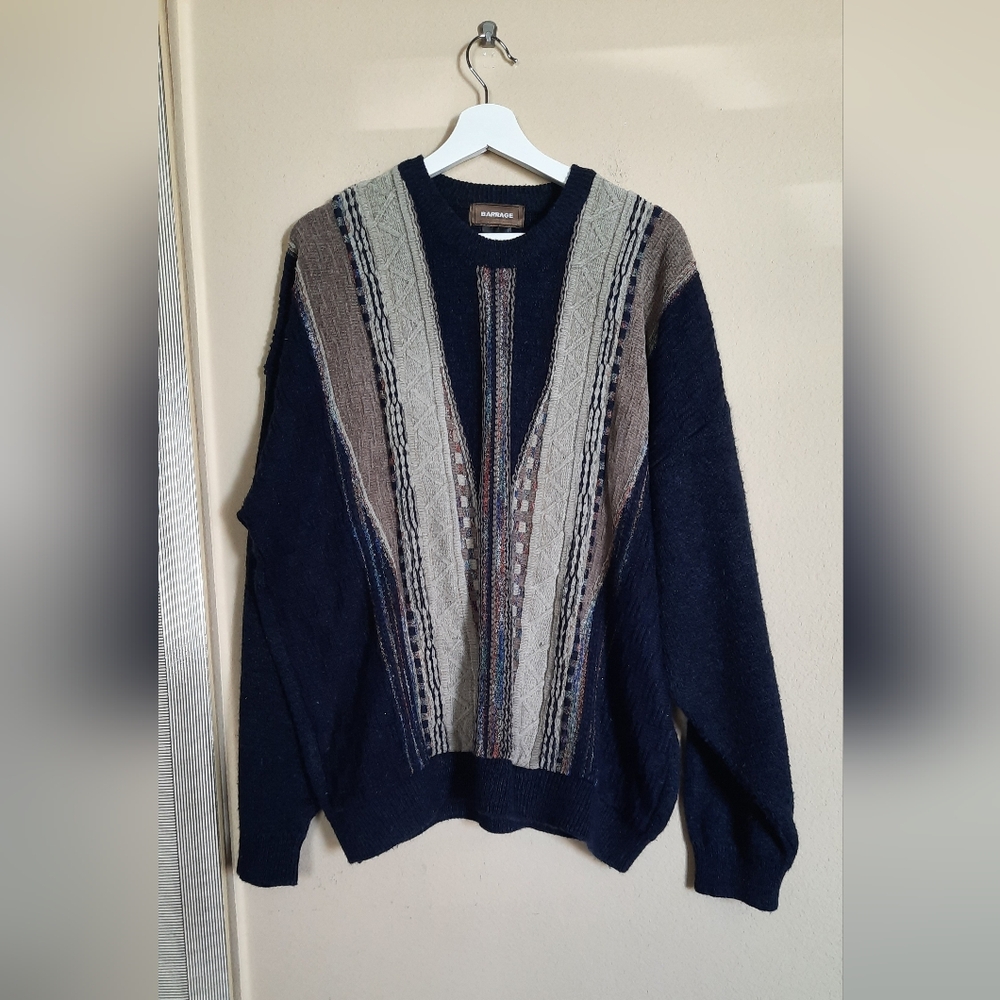 Vintage 80s 90s Grandpa Dad Sweater Eclectic Funky Unique Vtg Coogi Style
